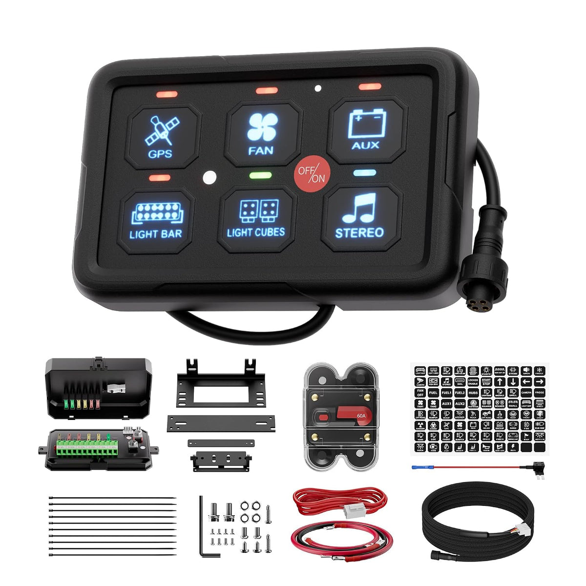 8-Gang RGB LED Auxiliary Switch Panel – Multi-Function Touch Control