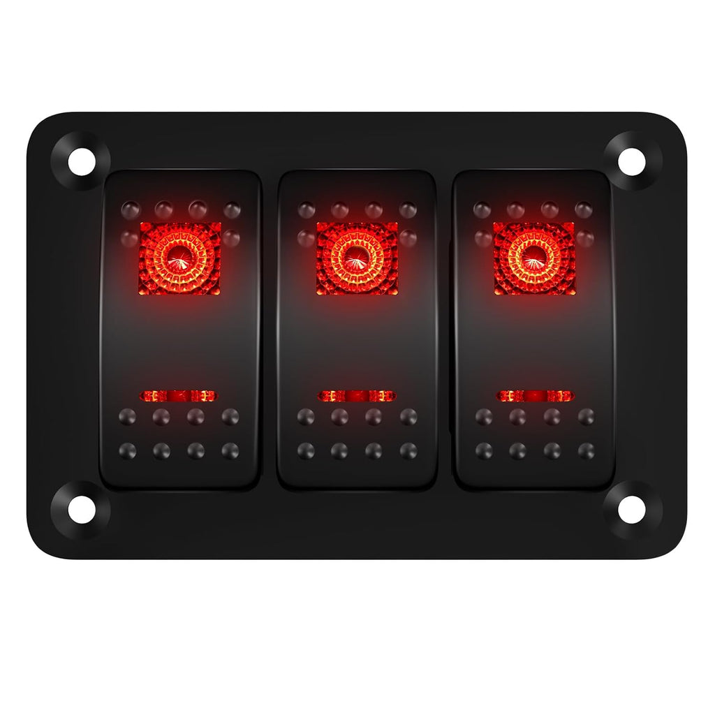 3-Gang Marine Rocker Switch Panel – 12V/24V Waterproof