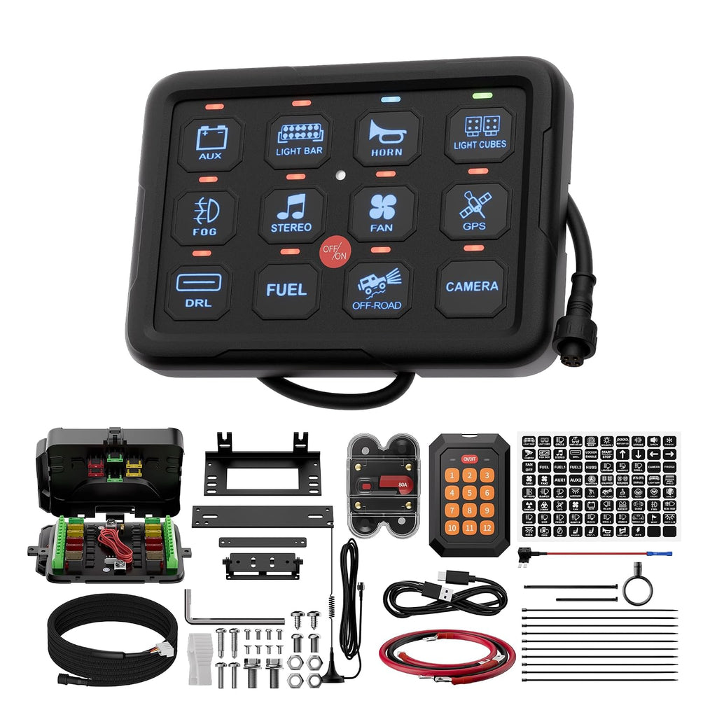 8-Gang RGB LED Auxiliary Switch Panel – Multi-Function Touch Control