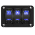 3-Gang Marine Rocker Switch Panel – 12V/24V Waterproof