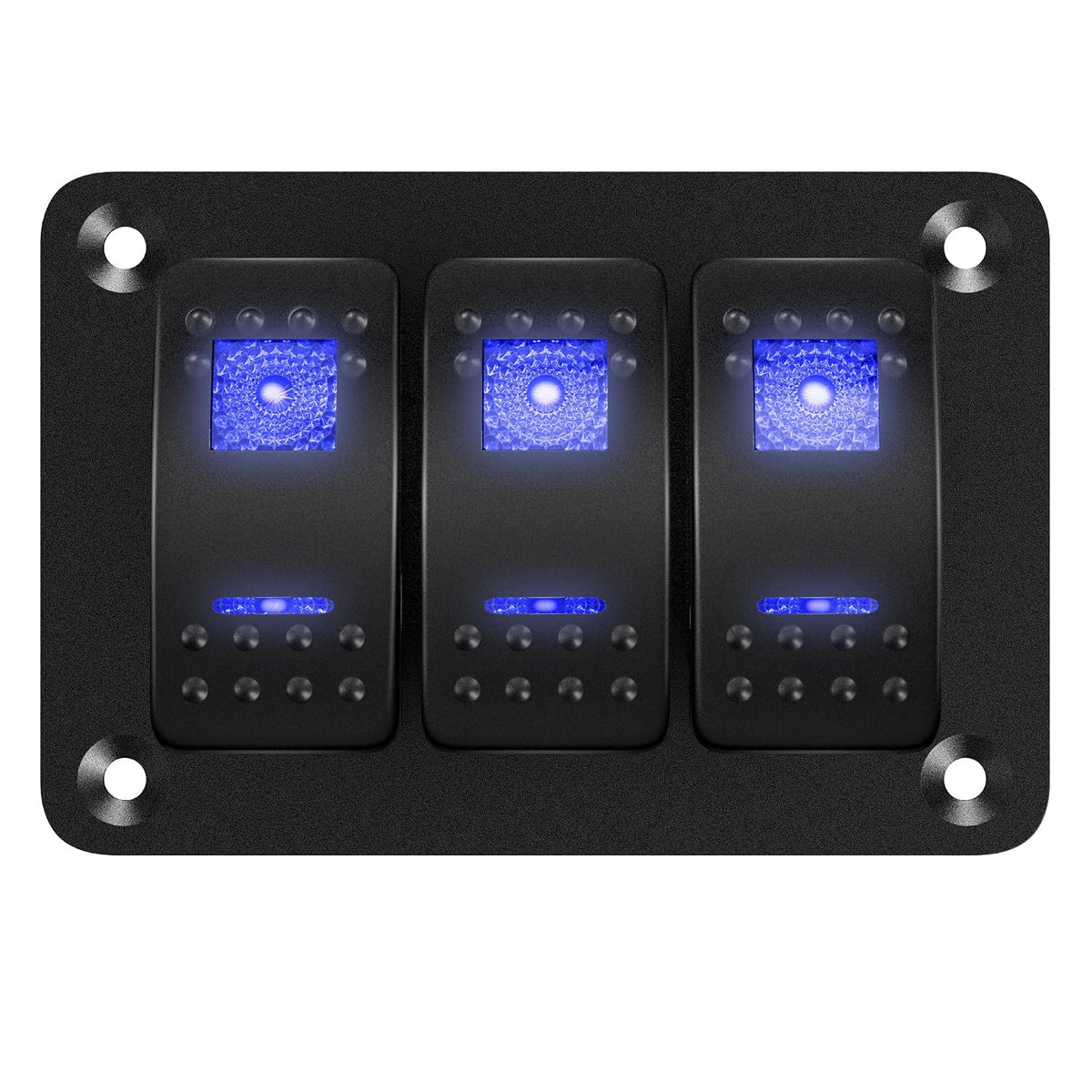 3-Gang Marine Rocker Switch Panel – 12V/24V Waterproof