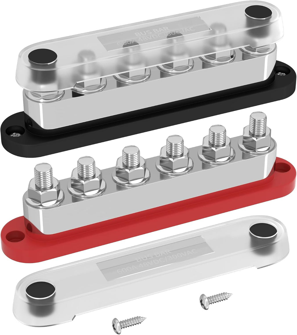 600A Power Distribution Block – 12V Bus Bar, Positive & Negative