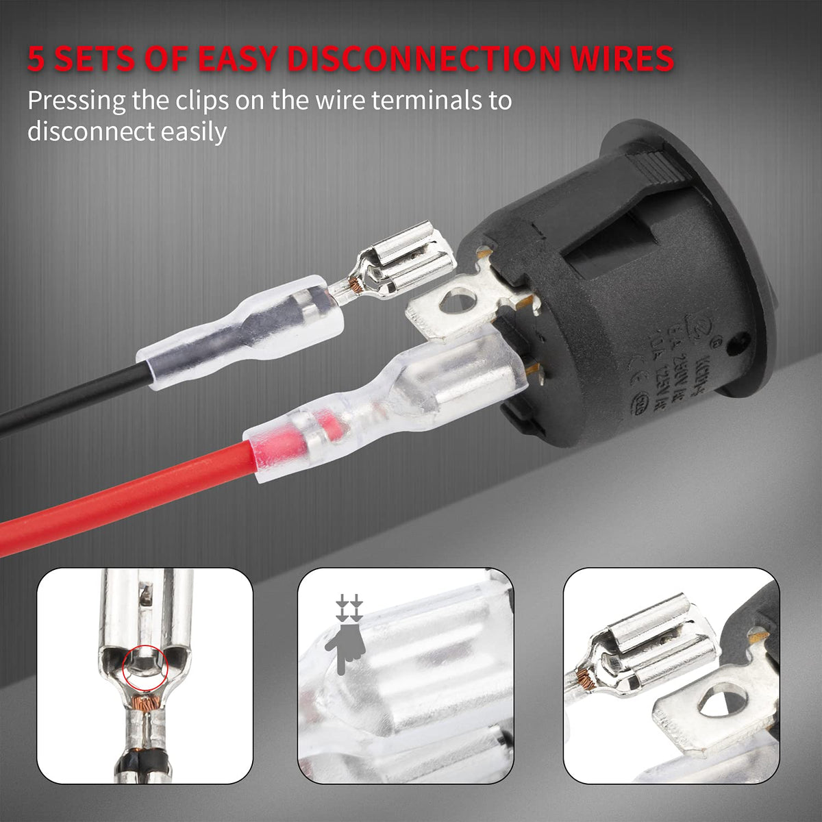 20mm Mini Round Rocker Switch – ON/OFF SPST, 5-Pack