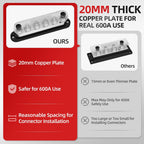 600A Power Distribution Block – 12V Bus Bar, Positive & Negative