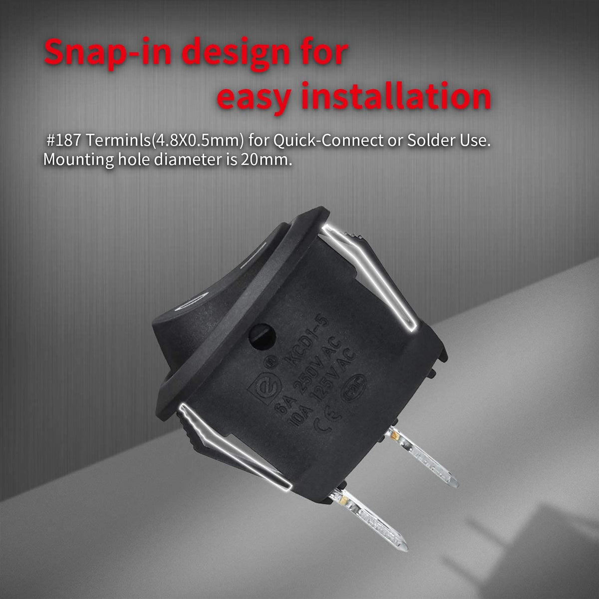 20mm Mini Round Rocker Switch – ON/OFF SPST, 5-Pack