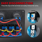 6-Gang Marine Rocker Switch Panel with USB, Cigarette Lighter & Voltmeter