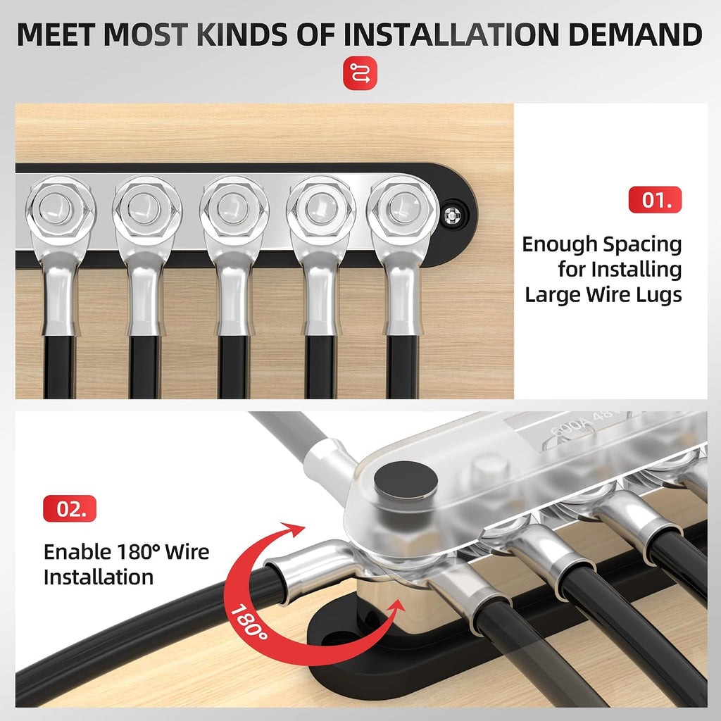 600A Power Distribution Block – 12V Bus Bar, Positive & Negative