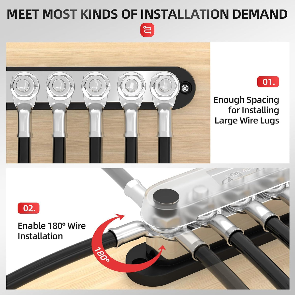 600A Power Distribution Block – 12V Bus Bar, Positive & Negative