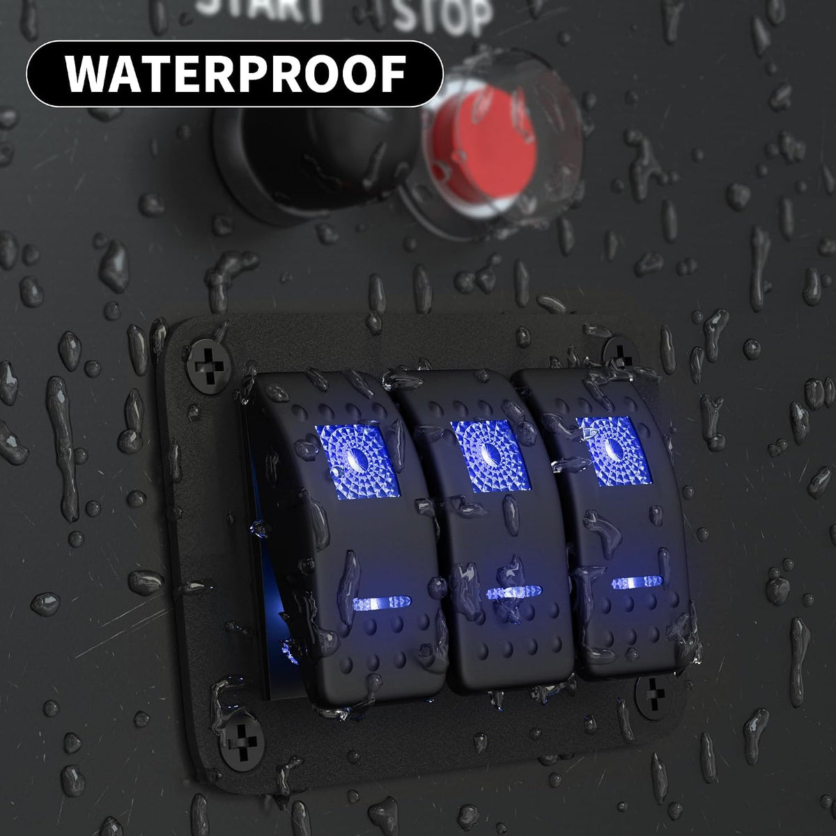 3-Gang Marine Rocker Switch Panel – 12V/24V Waterproof