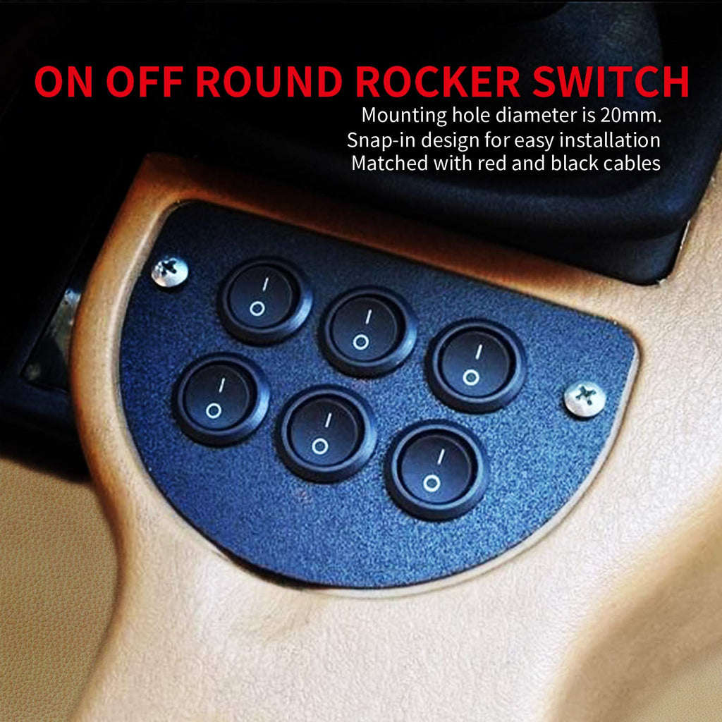 20mm Mini Round Rocker Switch – ON/OFF SPST, 5-Pack