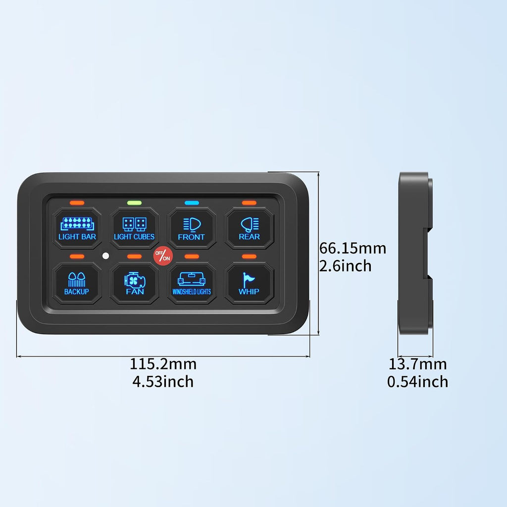 8-Gang RGB LED Auxiliary Switch Panel – Multi-Function Touch Control