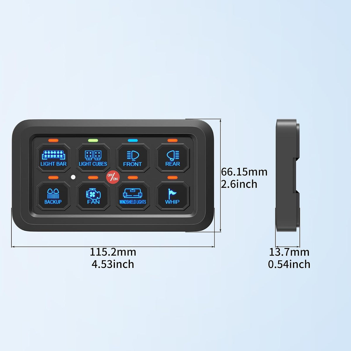 8-Gang RGB LED Auxiliary Switch Panel – Multi-Function Touch Control