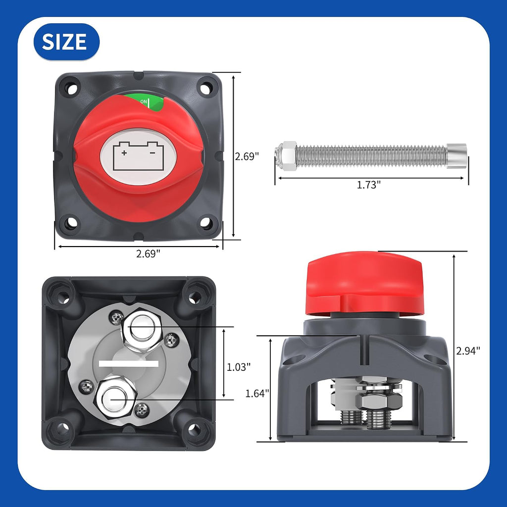 12V-48V 275A Battery Disconnect Switch – Waterproof ON/OFF Master Switch