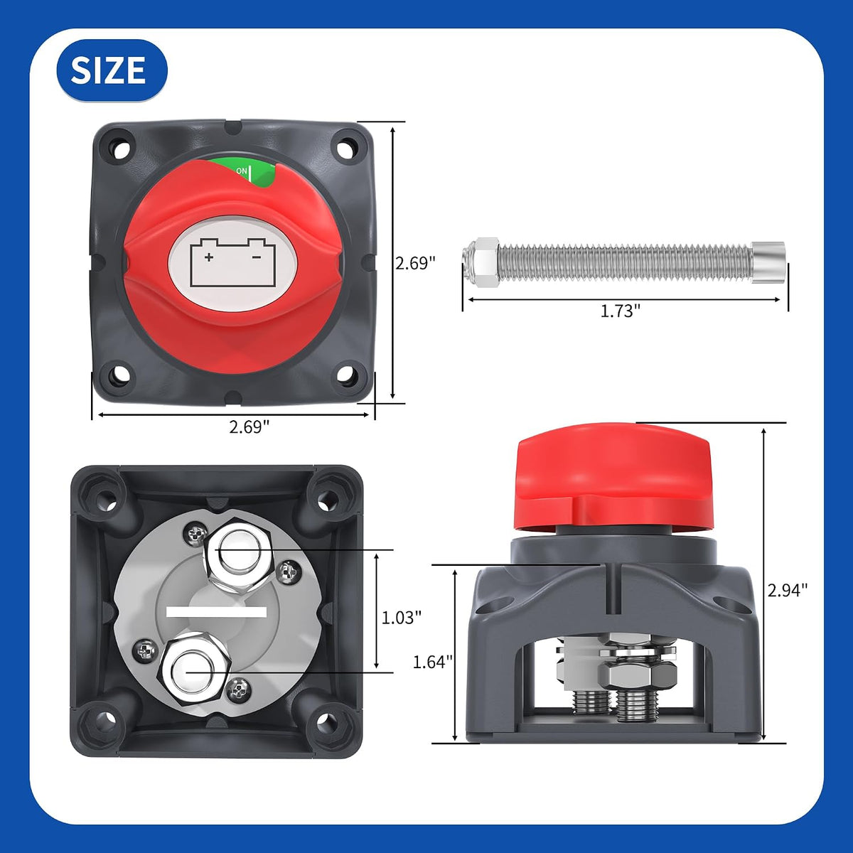 12V-48V 275A Battery Disconnect Switch – Waterproof ON/OFF Master Switch