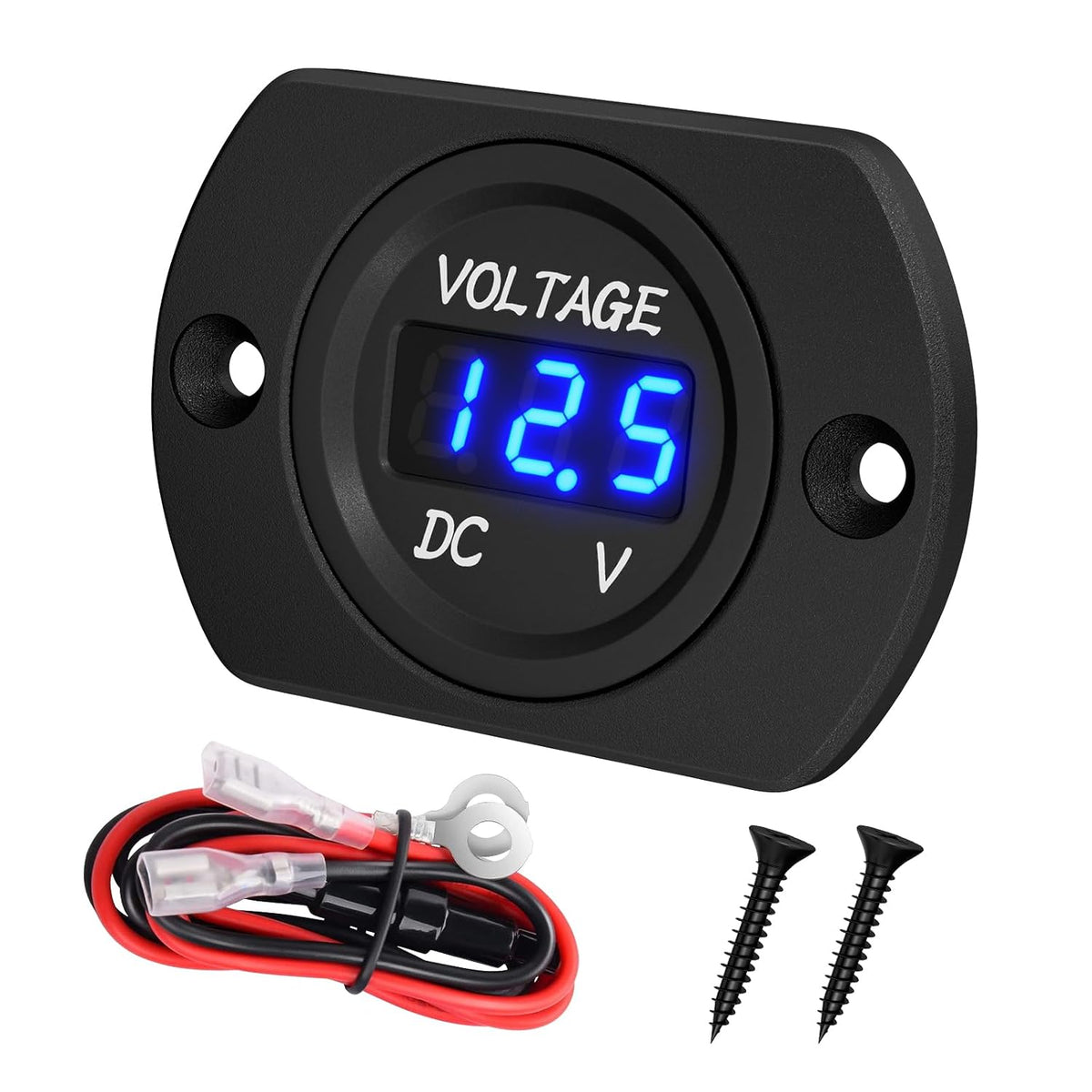 Waterproof Digital Voltmeter – DC 8–48V Blue LED Battery Monitor