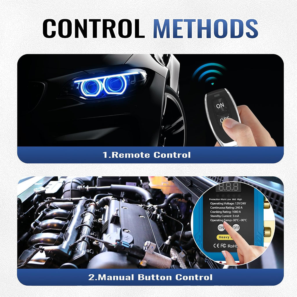 240A Remote Battery Disconnect Switch with Voltmeter – 12V/24V